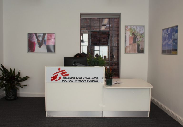 Le bureau d'accueil du projet britannique sur la migration basé à Birmingham et Sandwell, au Royaume-Uni. Juillet 2026 ©MSF