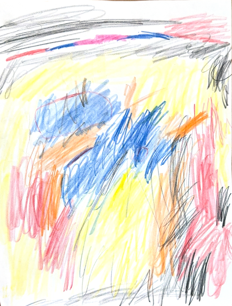 Sara, 4 ans, a été blessée à deux reprises, la deuxième fois à cause d'un bombardement de char sur leur maison endommagée le 21/07/2026. Elle refuse d'y retourner depuis. Ce dessin a été réalisé lors d'une séance de santé mentale de MSF à la clinique Al-Zaytoon dans la ville de Gaza en août 2026. Aucun sujet n'avait été assigné, le conseiller a simplement demandé à chaque enfant de dessiner ce qui lui venait à l'esprit, ce qu'il emporte avec lui et ce qu'il voulait montrer. Gaza, août 2026 ©Nour Alsaqqa/MSF